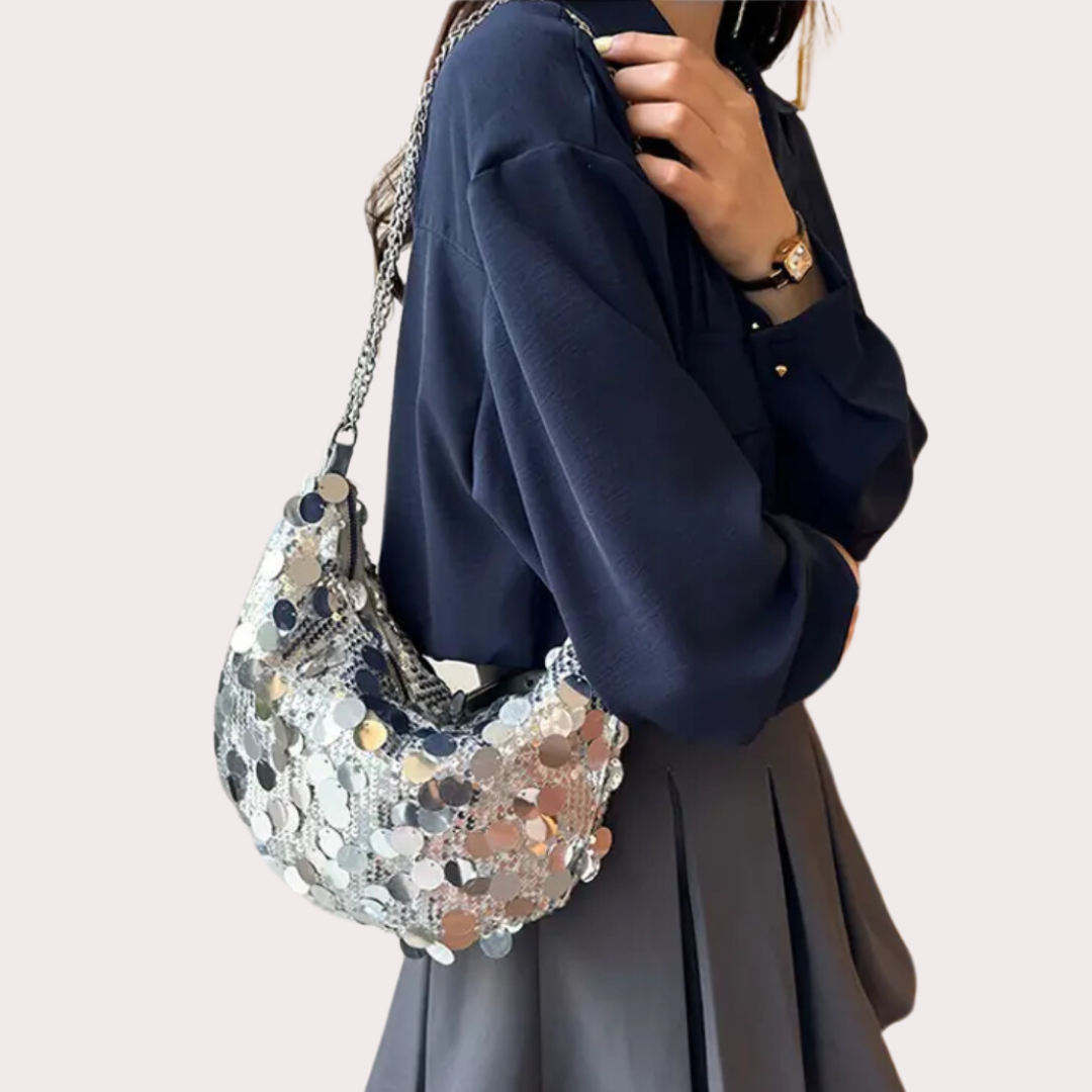 Silver sequin shoulder bag