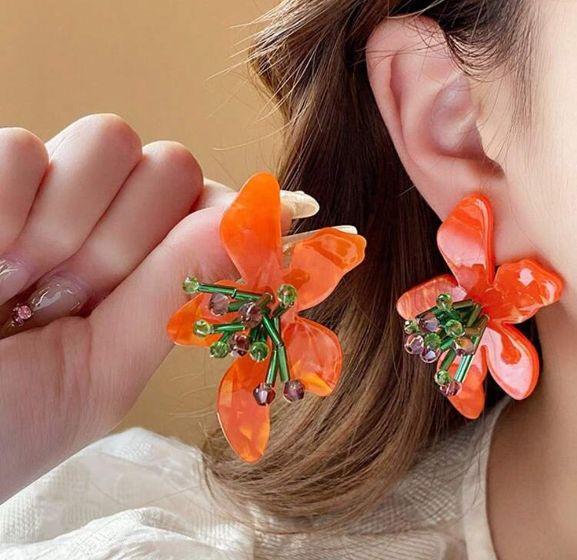 Floral crystal studs