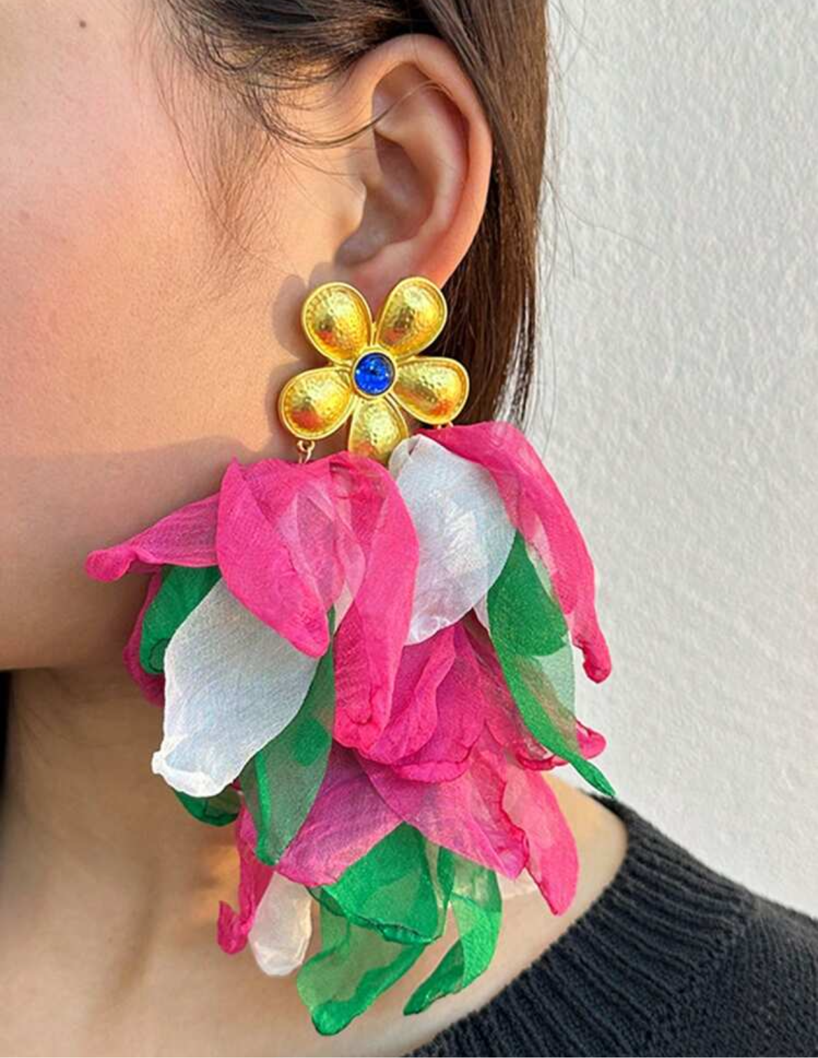 Multi-color fabric earrings