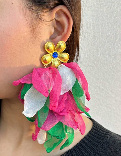 Multi-color fabric earrings