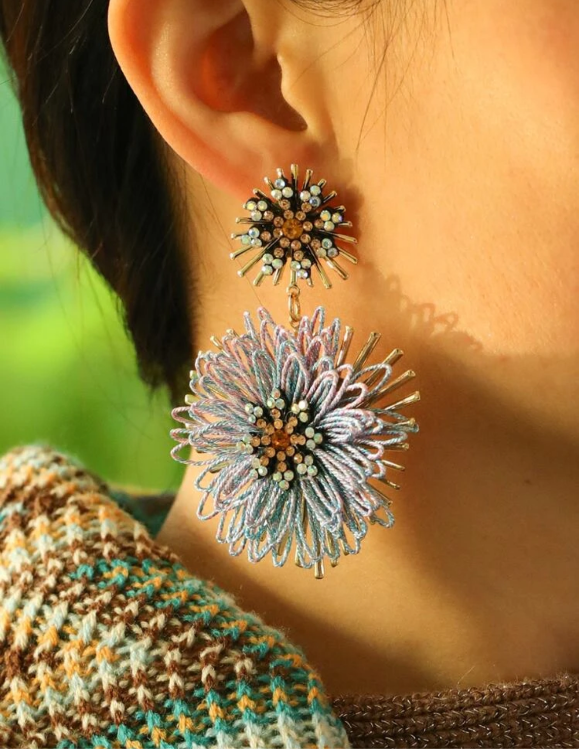Flower drop earrings