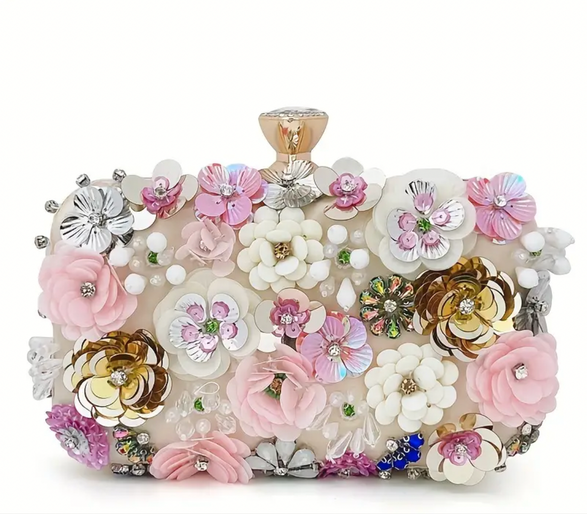 Flowery evening clutch