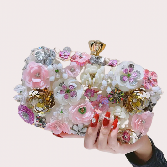 Flowery evening clutch