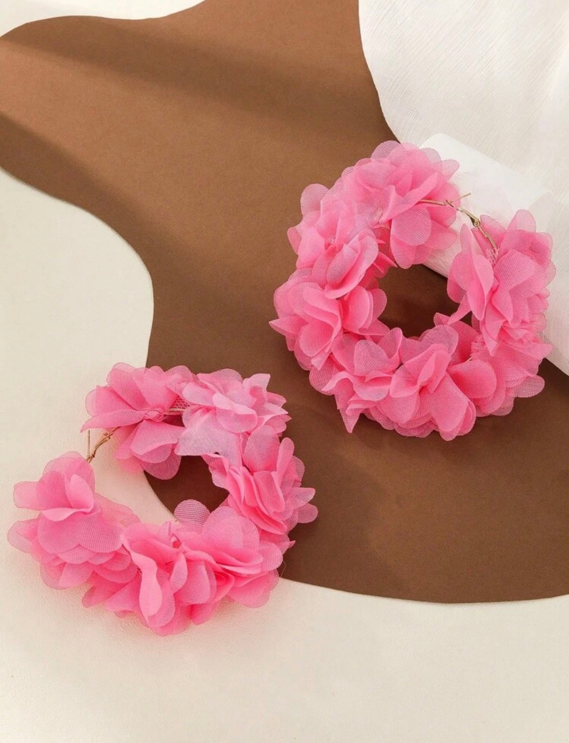 Pink flower hoops