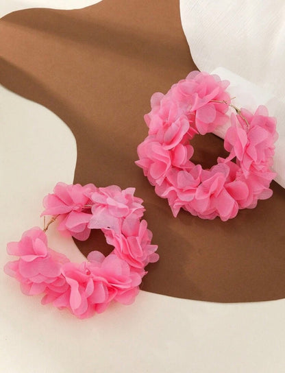 Pink flower hoops