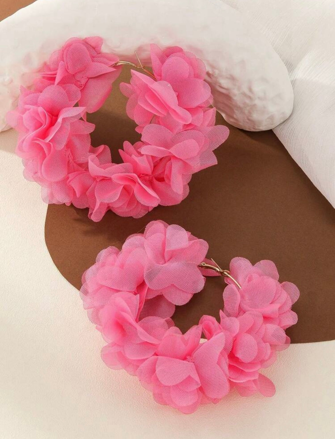 Pink flower hoops