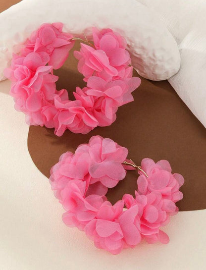 Pink flower hoops