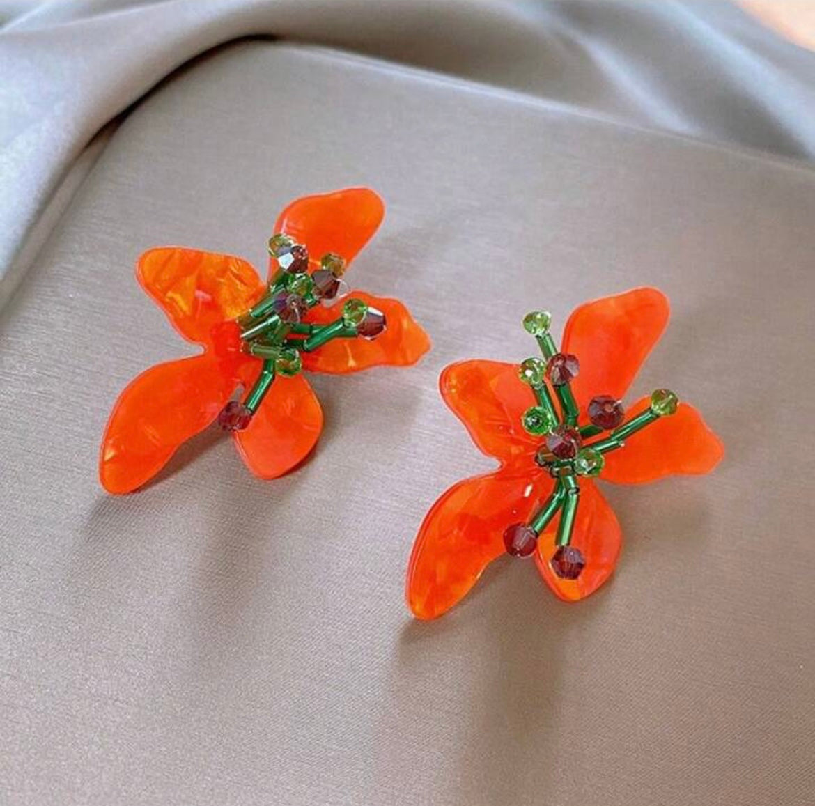 Floral crystal studs