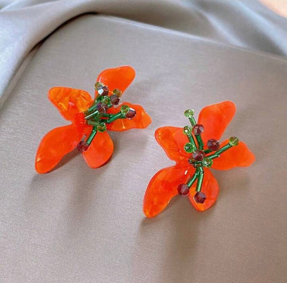 Floral crystal studs