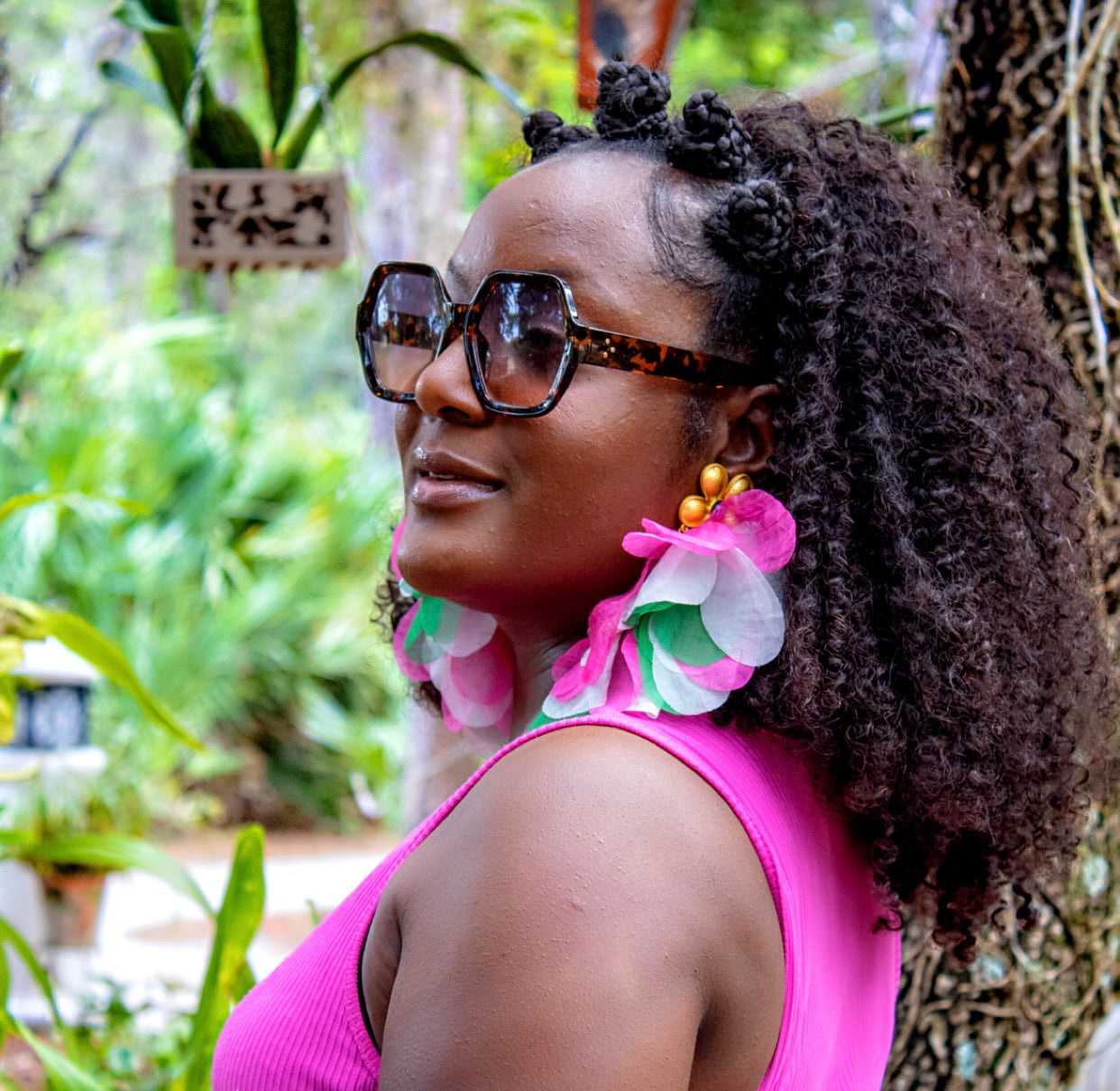 Multi-color fabric earrings