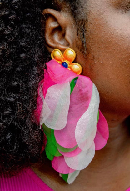 Multi-color fabric earrings