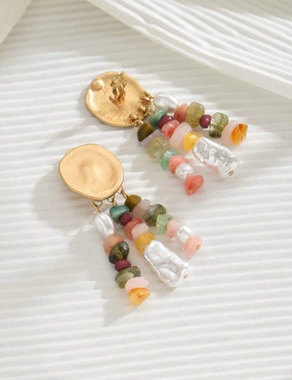 Stone clip-on earrings