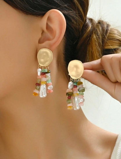 Stone clip-on earrings